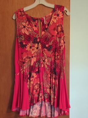 Free People Red Coral Floral Mini Dress